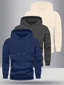 Men's Solid Color Drawstring Hoodie, Casual Loose Long Sleeve Hooded Sweatshirt for Fall & Winter, Men's Clothes for Daily Wear