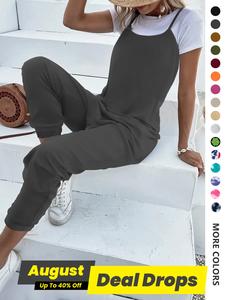 Women's Adjustable Strap Slim Jumpsuit, Casual Comfy Chic Fit Sleeveless Jumpsuit for Summer, Women's Overalls for Daily Wear, Womenswear