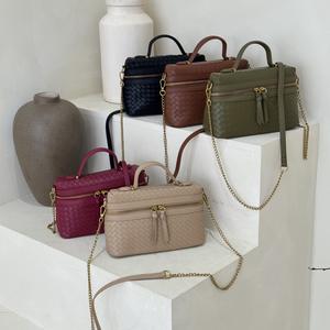 Switching Seasons Woven Zip Round Top Handle Bag