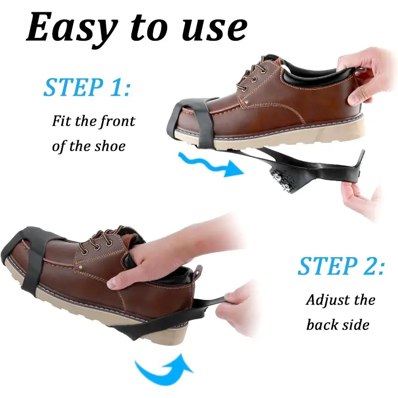 Crampons Ice Cleats for Shoes and Boots, Traction Cleats Ice Snow Grips with 10 Stainless Steel Spikes, Winter Outdoor Anti-Slip Crampon for Walking, Fishing, Climbing and Hiking 3