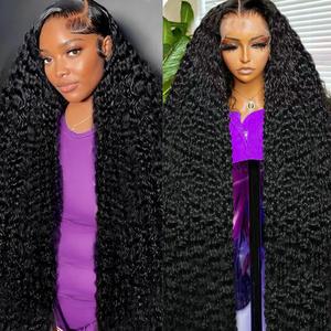 32 Inch Deep Wave Lace Front Wigs Human Hair 13x6 Lace Front Wigs Human Hair Pre Plucked 13x4 Glueless Wigs Human Hair with Baby Hair Deep Curly Human Hair Wig for Women