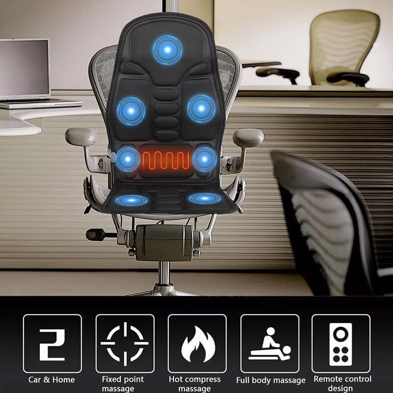 8 Modes Massage Cushion Full Back Car Chair-Seat Pad Mat Neck Heat Massager UK 0