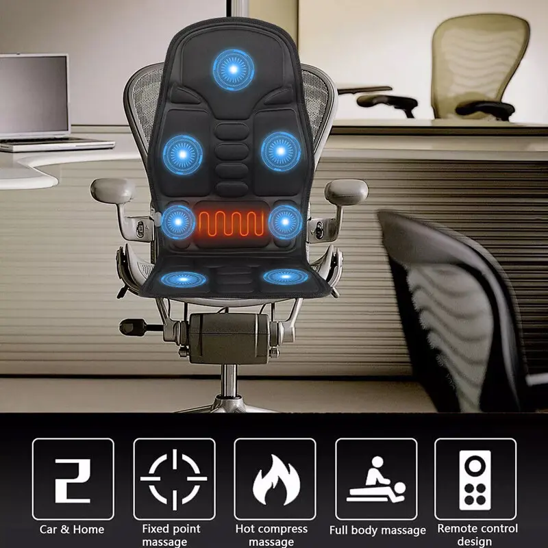 8 Modes Massage Cushion Full Back Car Chair-Seat Pad Mat Neck Heat Massager UK 0