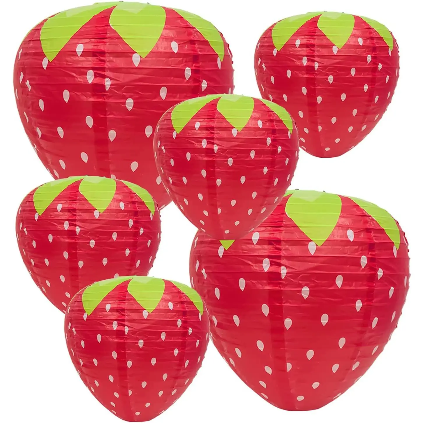 3PCSX20CM Strawberry Paper Lanterns Ornament Very Refreshing and Cute for Fruit Theme Birthday Party Baby Shower Paper Wedding G Pink