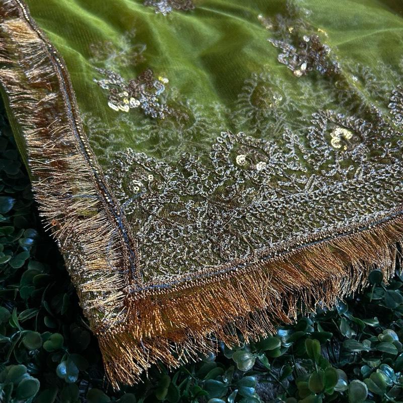 Bridal Qabool Hay Dubatta - Net Material - 3 Colours long tail dubatta 4yards 8