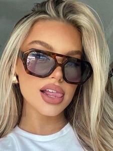 Retro Tinted Lenses Double Bridge Sunglasses for Everyday Use, Summer Geometric Frame Tortoiseshell Fashion Sunglasses, Travel Accessories Suitable for Daily Use, Party, Women, Stylish Glasses