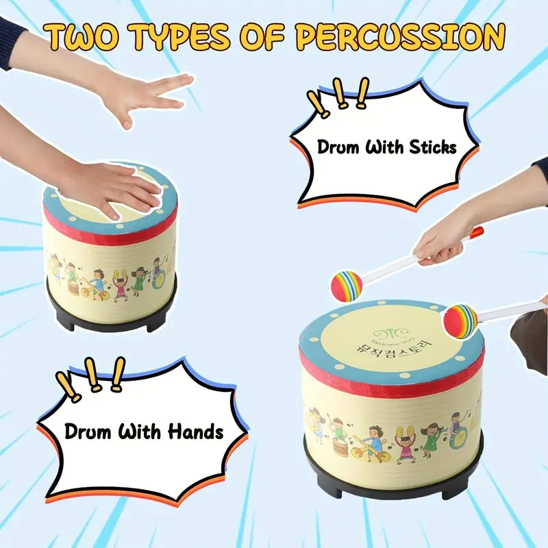 [Colorful Floor Tom Drum] Colorful 8-Inch Floor Tom Drum - 1pc with 2 Mallets - Music Percussion Instrument for Youngsters - Ideal Christmas Birthday Gift 2