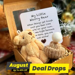 Little Bear in Box, 1 Set Mini Plush Teddy Bear with Inspirational Card, Sympathy Gift