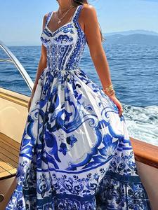 Women's Floral Print Dress, Casual Fashion Sleeveless A-line Dress for Beach Holiday Vacation, Casual Ladies Summer Clothes, Summer Dresses 2025, Bohemian Womenswear, Sundresses,  Holiday Dresses