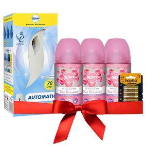 AirPure Automatic Air Freshener Kit with 3 Refills, Machine, Extra Battery, Vegan Friendly- Household Appliance Pack Set