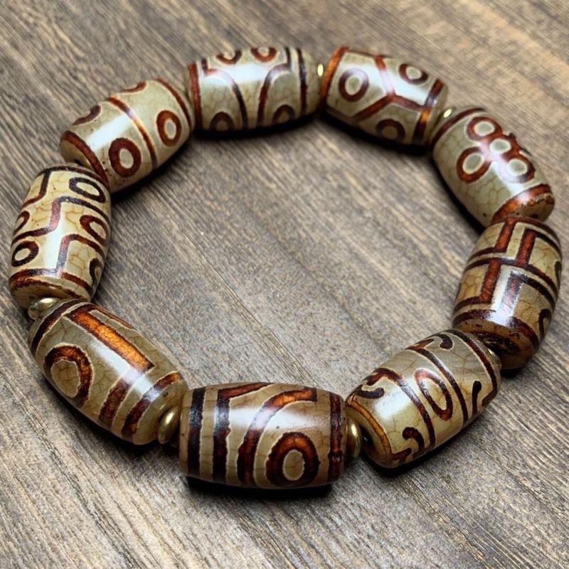 RAZZAQ MART SHOP Tibetan agate dzi bead bracelet, one look and nine eyes family photo dzi bead bracelet, old material men's and women's dzi beads wholesale 2
