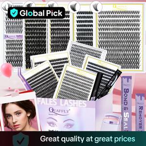 Mixed Length False Eyelashes, 1 Box Natural Look DIY Eyelash Set with Eyelash Bond and Seal & Remover & Tweezers & Eyelash Curler, Volume Individual Lashes, Wispy Eyelash Clusters, Cosmetic, Eyelash Extensions, DIY Eyelashes Kit, Eyelash Falsies