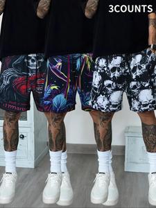 Men's Random Print Shorts, Casual Comfy Breathable Shorts for Summer, Men's Bottoms for Daily Wear