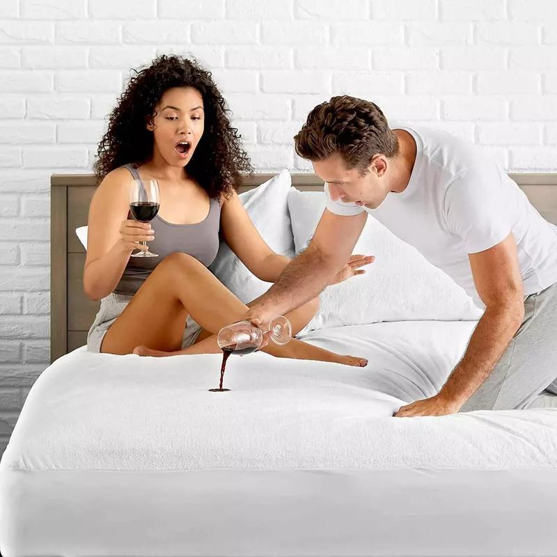 Terry Towel Mattress Protector Fitted Sheet Cover - 100% Waterproof - 30 Cm Deep - PREMIUM QUALITY - Microfiber - Extra Deepbed Fitted Cover 2