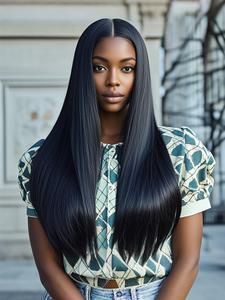 24/26/28 Inch Long Straight Wigs for Women, Gorgeous Fluffy Wigs with Baby Hair, Human Hair Lace Front Wigs for Party, Daily Use