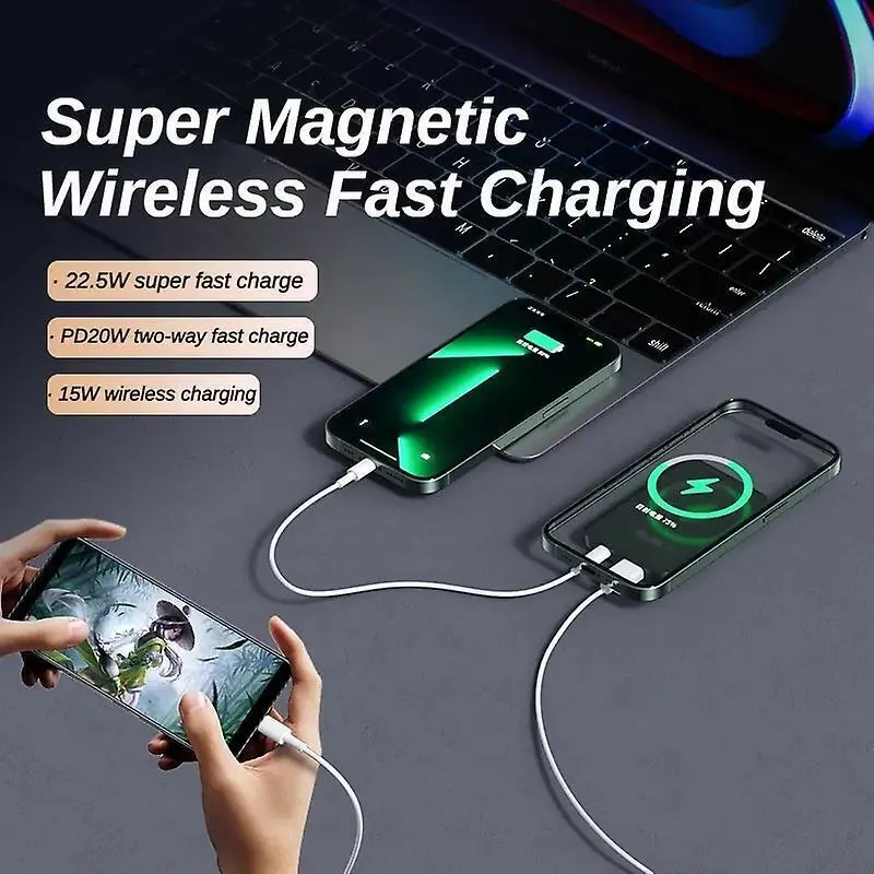 Outdoor travel magnetic wireless fast charging power bank large capacity portable compact mobile power bank 8
