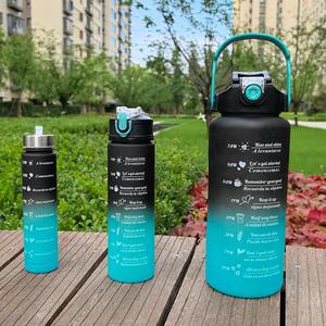 Gradient Color Time Marker & Letter Pattern Water Bottle with Lid & Handle, Large Capacity Sports Water Bottle, Portable Leak Proof Water Container for Adults & Families, Summer for Gift