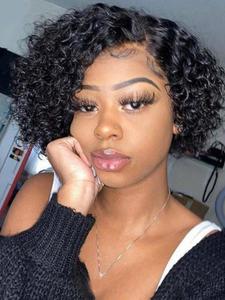 Lace Frontal Wig, Pixie Cut Lace Frontal Wigs, 150% Density Brazilian Curly Human Hair Lace Front Wigs, Natural Short Layered Pixie Curly Wigs for Women