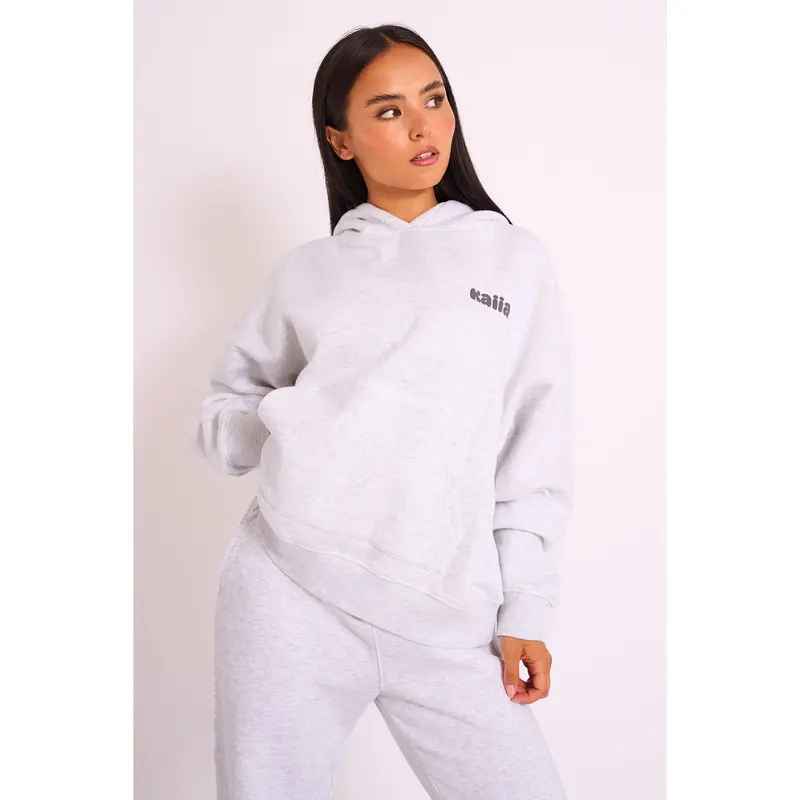 Kaiia Studio Bubble Logo Oversized Hoodie Grey Marl 0