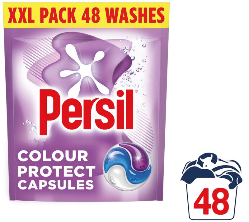 Colour Protect 3 in 1 Washing Capsules keeps colours bright outstanding stain removal in quick & cold washes 48 washes 1