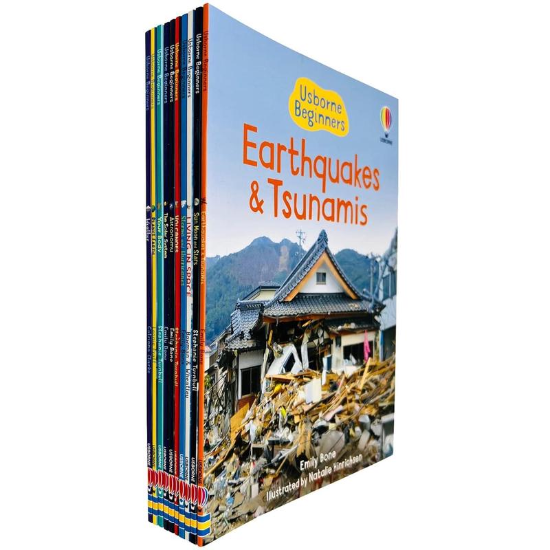 Usborne Beginners Science 10 Books Collection Set (Sun, Moon and Stars, Living in Space, Volcanoes, Solar System, Planet Earth, Earthquakes and Tsunamis & MORE!) 1