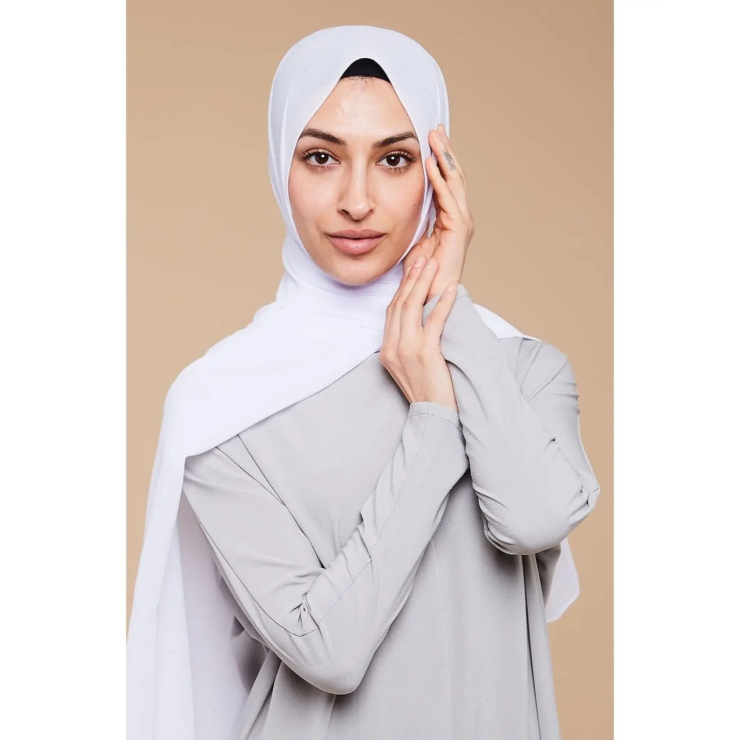 Pure White Soft Crepe Chiffon Hijab