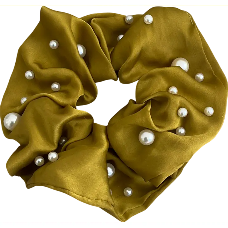 Green Embellished Scrunchie One Size
