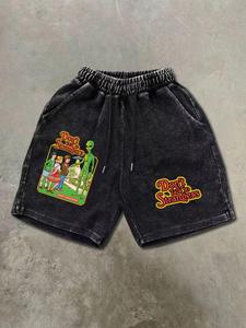 Men's Star / Alien / Letter Print Drawstring Waist Shorts, Regular Fit Street Fashion Casual Comfy Pocket Shorts for Summer, Men's Bottoms for Daily Wear, Cotton