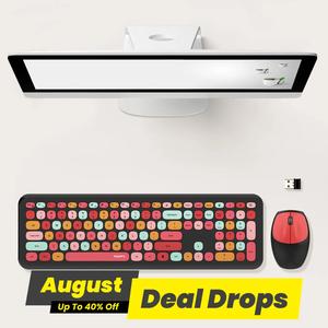MOFii Wireless Keyboard & Mouse Combo (1 Set), Full-sized Plug and Play Colorful Design Keyboard, Silent Keyboards with USB-A 2.4G Receiver for Laptop, PC, Desktop