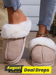 Women's Casual Plush Fluffy Slippers, Cozy Bedroom Walking Slippers for Fall Winter, Comfort Round Toe Slippers for Home Outdoor, Footwear, Comfort Walking Shoes, Gifts for Girlfriend, Gift Ideas for Best Friend