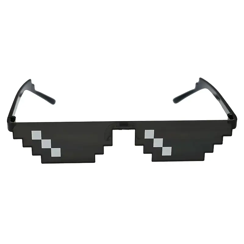 Mosaic Two-dimensional Pixel Thin Rimless Irregular Black Frame Fashion Glasses For Decoration 1