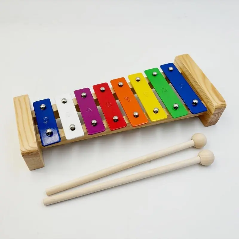 Un instrumento de percusión, un xilófono de aluminio de 8 tonos, xilófono tocado a mano, xilófono de campana, Navidad, Halloween, Pascua regalo de cumpleaños. 4