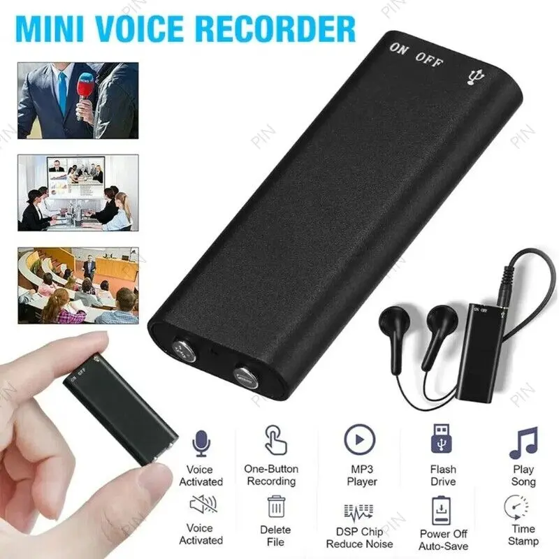 Compact 8GB Digital Voice Recorder Dictaphone Audio MP3 Player Sound Recording with USB Support mini  speaker  magnet wireless  earbuds speakers  bluetooth noise  cancelling ear  piece  bluetooth fitness  gear 0