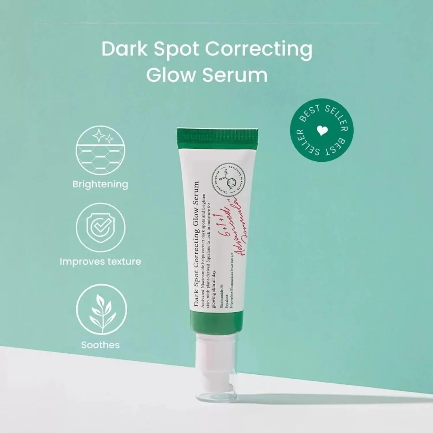Dark Spot Correcting Glow Serum with 5% Niacinamide & Rice Bran | Firming & Moisturizing Face Serum for Uneven Skin Tone | Vegan & Cruelty-Free Skin Care for Men and Women | 50ml / 1.69 fl. oz.