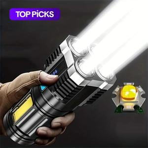 USB Rechargeable LED Flashlight, Portable Super Bright Flashlight with 4-Mode Adjustable Brightness, Portable Flashlight for Outdoor Adventures, Rechargeable Powerful Flashlights