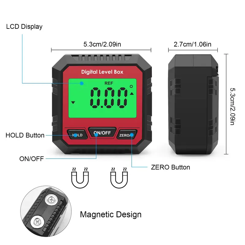Mini Digital Level Box Angle Gauge Magnetic Protractor Inclinometer 360 Degree Woodworking Precision Backlight Measure Tool 4