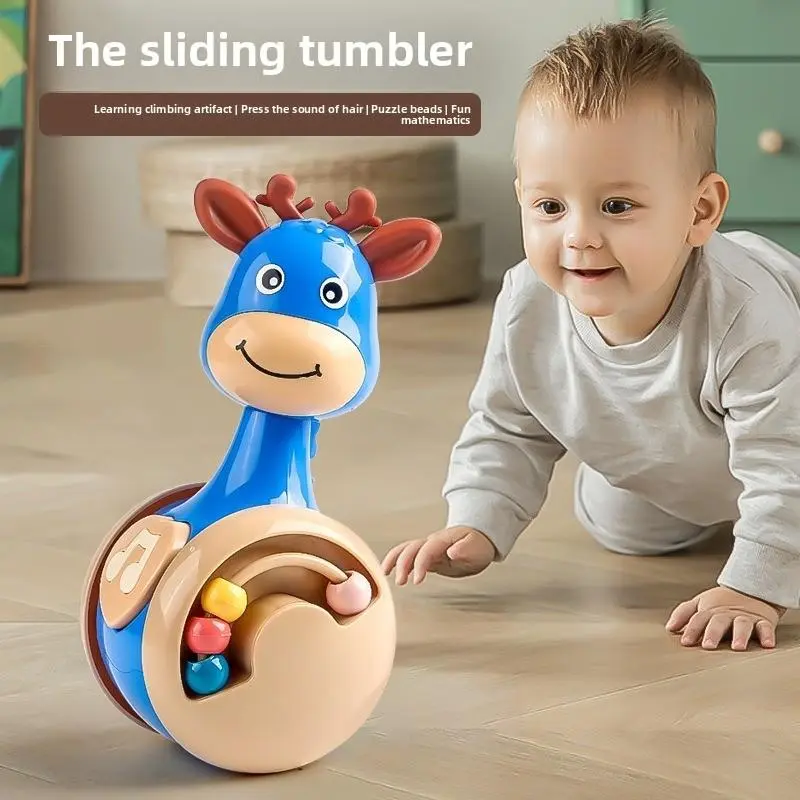 Deer tumbler children's educational early education toy baby soothing coax baby cartoon squeaking little dinosaur 0