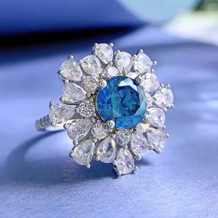Sapphire High Carbon CZ Gemstone Wedding Engagement Ring Fine Jewellery 4