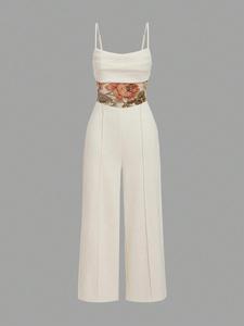 Women's Floral Print Cami Jumpsuit, Elegant Fashion Casual Jumpsuit for Daily Outdoor Wear, Women Jumpsuits for Spring Fall, Overalls, Womenswear