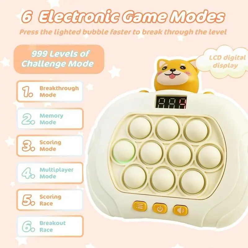 Cartoon Dog Design Fast Push Pop Game Machine - Stress Relief Toy for Gift 0