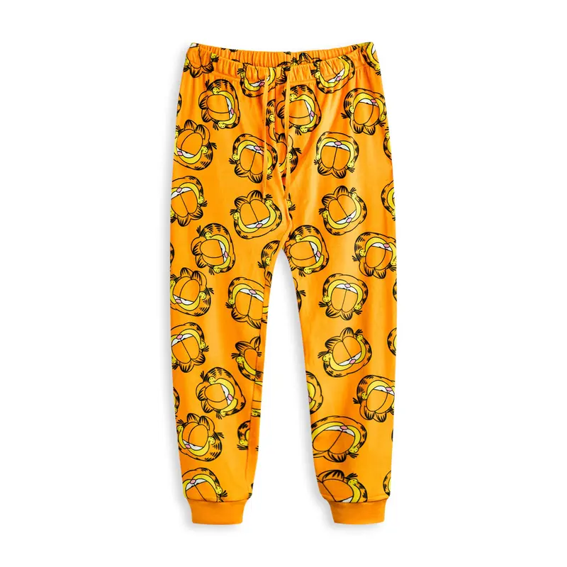 Vanilla Underground x Garfield Womens Orange Big Face Long Sleeve Long Leg Pyjama Set 3
