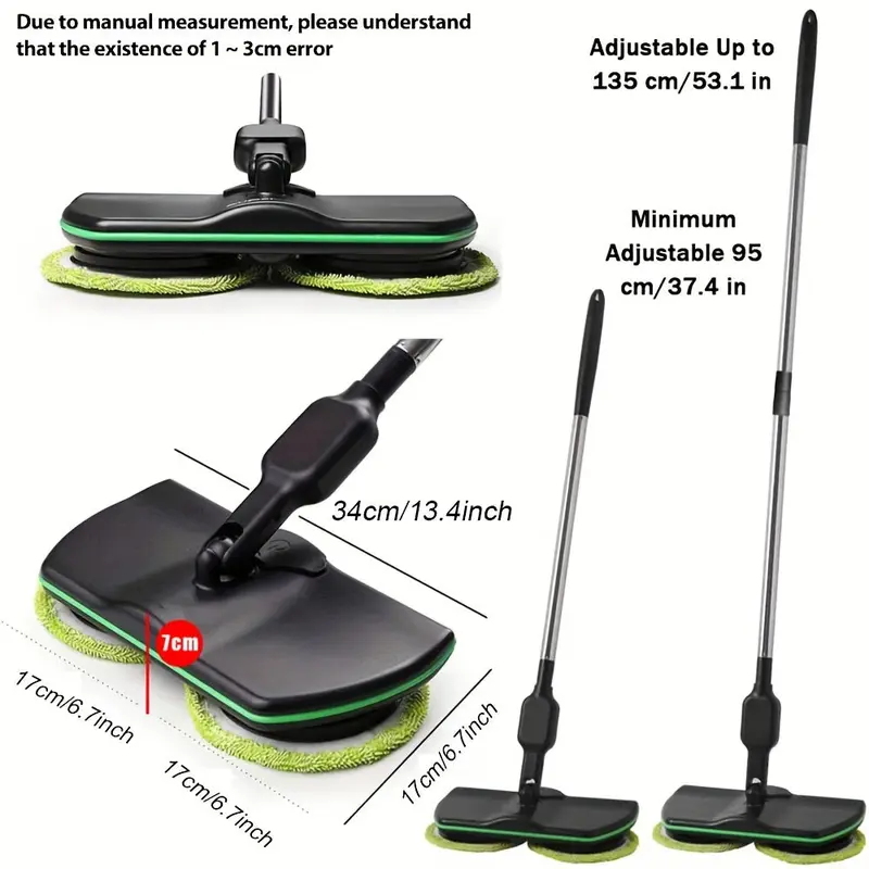 Electric Rechargeable Cordless Floor Cleaner Scrubber Sweeper Polisher Mop Set 8