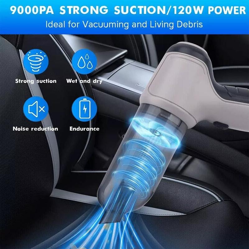95000pa Powerful Car Vacuum Cleaner Wet/Dry Cordless Strong Suction Handheld 120W 6 Accessories 1