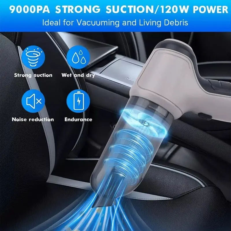 95000pa Powerful Car Vacuum Cleaner Wet/Dry Cordless Strong Suction Handheld 120W 6 Accessories 1