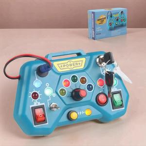 Montessori Busy Board with 8 LED Lights Switch, Sensory Light Switch Travel Toy, Learning Toy Gift, Brain Training Tools, Baby Stuff, Back To School, Gifts for Kids, Play, Toddler Busy Board, Learning Materials, Travel Friendly, Multi Activity Playset