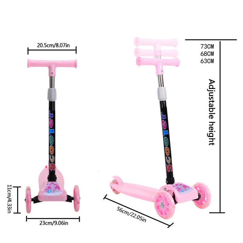 Product Introduction of Pink/Blue Kids Scooter 3 Wheels Kids Kick Push Flashing Led Light Up Adjustable 43