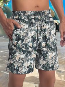 Men's Floral Print Boxer Briefs, Loose Casual Comfy Breathable Shorts for Summer, Men's Shorts for Beach Vacation