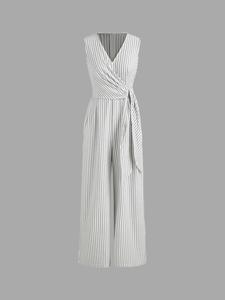 Casual, Commuter, V-neck, Stripes