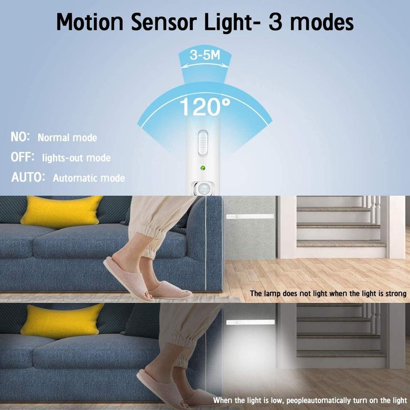 Strip Light LED PIR Motion Sensor USB Rechargeable Magnetic Cabinet Closet Lamp 5