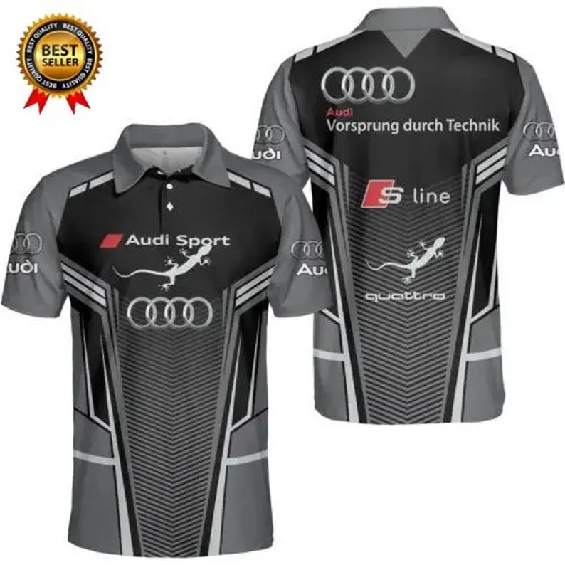 Audi Racing Team 3D Printed Polo Shirt Men's Size S-5XL